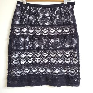Jacob black and white embroidery pencil skirt